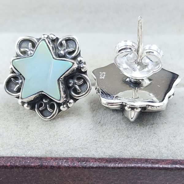 Aurora Opal Star 925 Sterling Silver Stud Earring (RS108-289) - Image 2