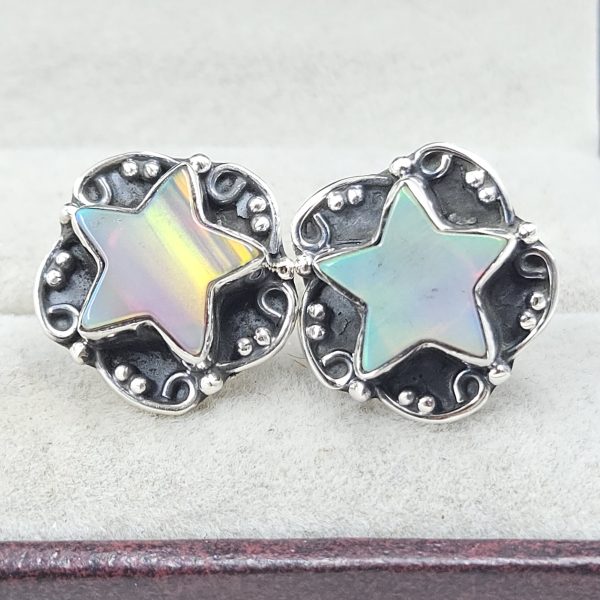 Aurora Opal Star 925 Sterling Silver Stud Earring (RS108-295)