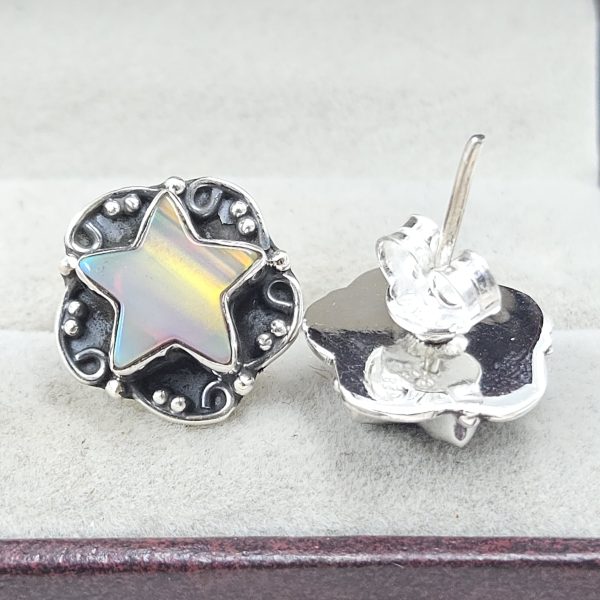 Aurora Opal Star 925 Sterling Silver Stud Earring (RS108-295) - Image 2