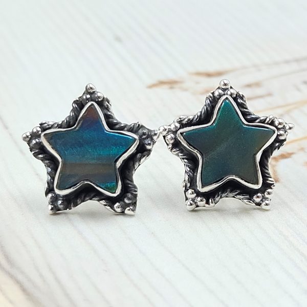 Aurora Opal Star 925 Sterling Silver Stud Earring (RS108-300)