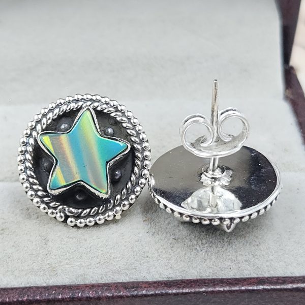 Aurora Opal Star 925 Sterling Silver Stud Earring (RS108-305) - Image 2
