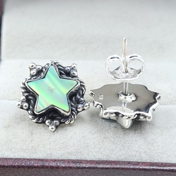 Aurora Opal Star 925 Sterling Silver Stud Earring (RS108-307) - Image 2