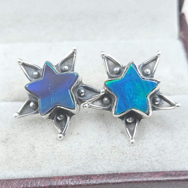 Aurora Opal Star 925 Sterling Silver Stud Earring (RS108-368)