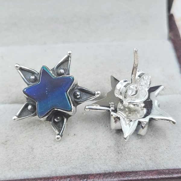 Aurora Opal Star 925 Sterling Silver Stud Earring (RS108-368) - Image 2