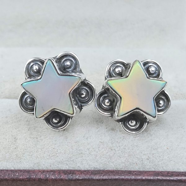 Aurora Opal Star 925 Sterling Silver Stud Earring (RS108-369)