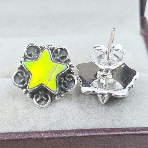 Aurora Opal Star 925 Sterling Silver Stud Earring (RS108-371) - Image 2