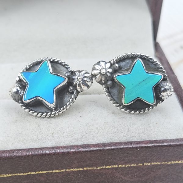 Aurora Opal Star 925 Sterling Silver Stud Earring (RS108-374)