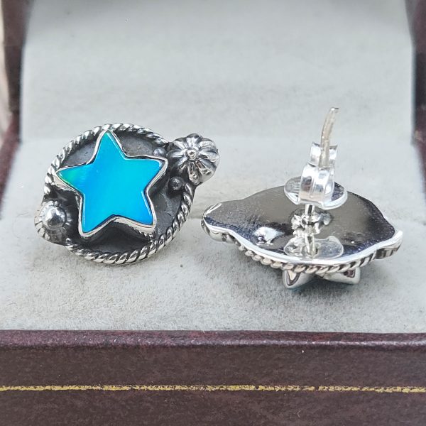 Aurora Opal Star 925 Sterling Silver Stud Earring (RS108-374) - Image 2