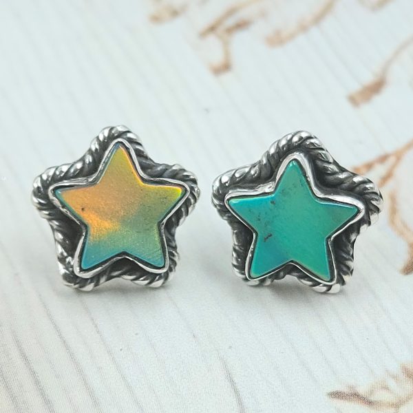 Aurora Opal Star 925 Sterling Silver Stud Earring (RS108-376)