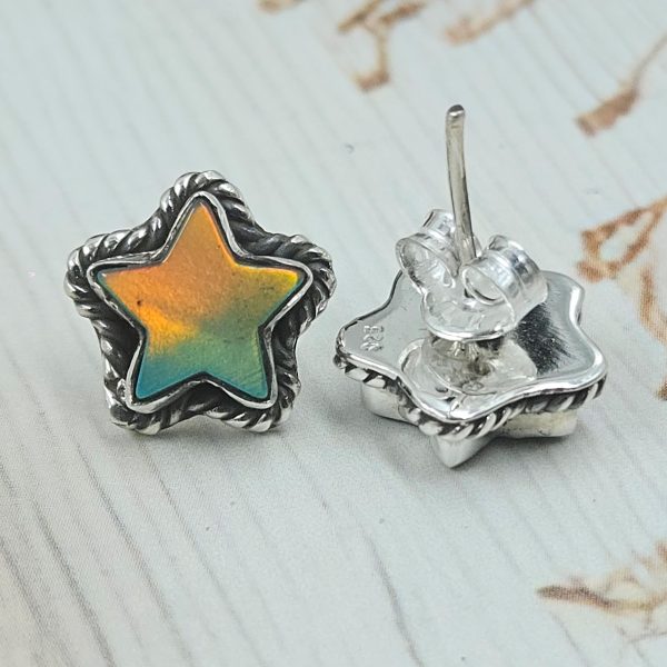 Aurora Opal Star 925 Sterling Silver Stud Earring (RS108-376) - Image 2