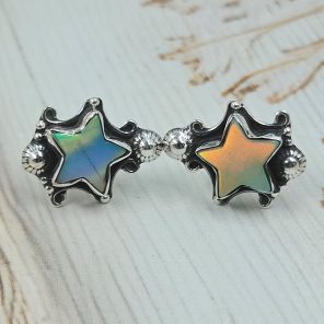 Aurora Opal Star 925 Sterling Silver Stud Earring (RS108-377)