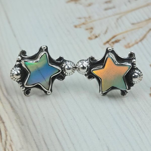 Aurora Opal Star 925 Sterling Silver Stud Earring (RS108-377)