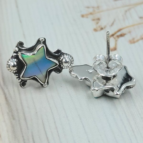 Aurora Opal Star 925 Sterling Silver Stud Earring (RS108-377) - Image 2