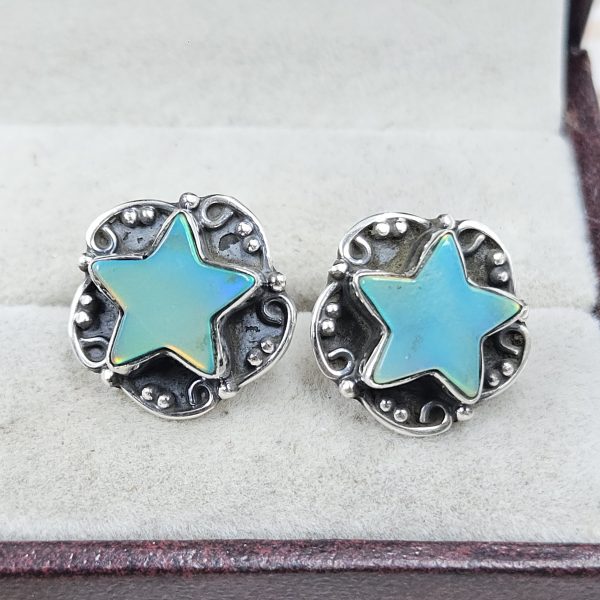 Aurora Opal Star 925 Sterling Silver Stud Earring (RS108-391)
