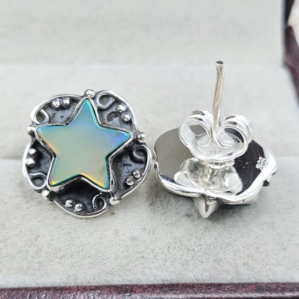 Aurora Opal Star 925 Sterling Silver Stud Earring (RS108-391) - Image 2