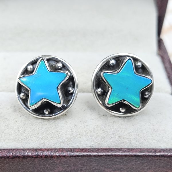 Aurora Opal Star 925 Sterling Silver Stud Earring (RS108-396)