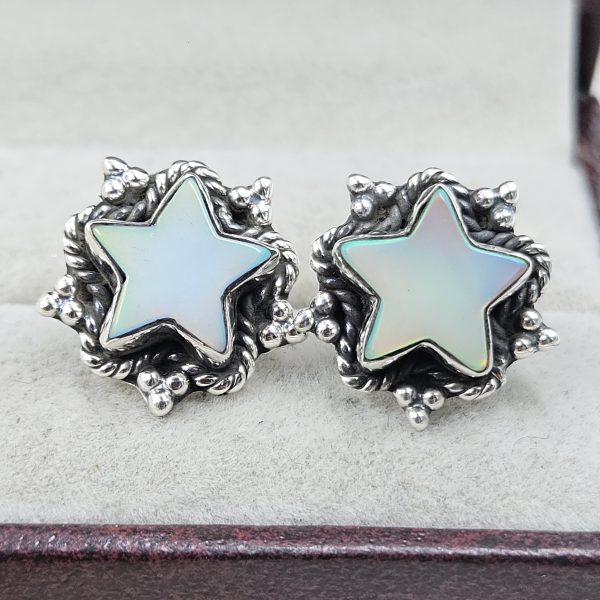 Aurora Opal Star 925 Sterling Silver Stud Earring (RS108-397)