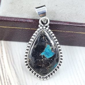 White Buffalo Mohave Turquoise 1.27" 925 Silver Pendant (RS2-175)