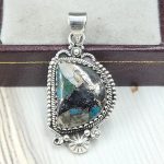 White Buffalo Mohave Turquoise 1.5" 925 Silver Pendant (RS2-177)