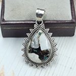 White Buffalo Mohave Turquoise 1.5" 925 Silver Pendant (RS2-201)