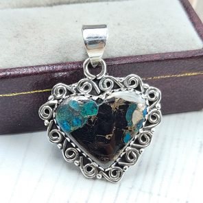 White Buffalo Mohave Turquoise 1.25" 925 Silver Pendant (RS2-209)
