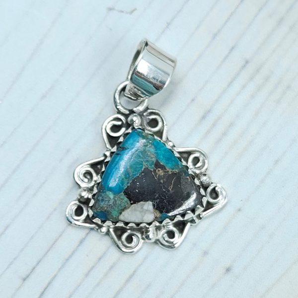 White Buffalo Mohave Turquoise 1" 925 Silver Pendant (RS2-215)