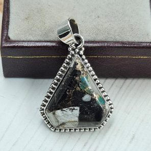 White Buffalo Mohave Turquoise 1.27" 925 Silver Pendant (RS2-230)