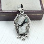 White Buffalo Mohave Turquoise 1.5" 925 Silver Pendant (RS2-237)