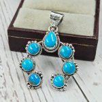 Kingman Turquoise Naja 925 Silver Pendant (RS108-409)