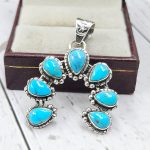 Kingman Turquoise Naja 925 Silver Pendant (RS108-423)