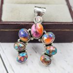 Pink Dahlia Turquoise Naja 925 Silver Pendant (RS108-431)