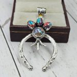 Pink Dahlia Turquoise Naja 925 Silver Pendant (RS108-437)