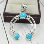 Kingman Turquoise Naja 925 Silver Pendant (RS108-469)