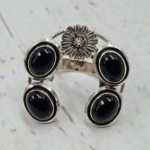 Black Onyx Naja 925 Sterling Silver Ring (RS111-363)