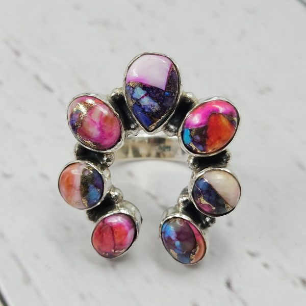 Pink Dahlia Turquoise Naja 925 Sterling Silver Ring (RS112-120)