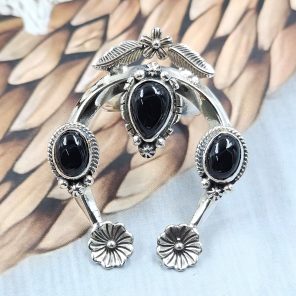 Black Onyx Naja 925 Sterling Silver Ring (RS112-129)