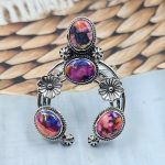 Pink Dahlia Turquoise Naja 925 Sterling Silver Ring (RS111-353)
