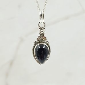 Black Onyx 1.25" 925 Sterling Silver Pendant (RS7-141)