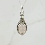 Rose Quartz 1.25" 925 Sterling Silver Pendant (RS7-140)