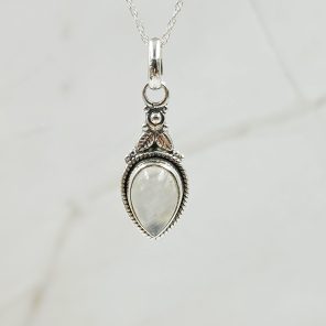 Rainbow Moonstone 1.25" 925 Sterling Silver Pendant (RS7-137)