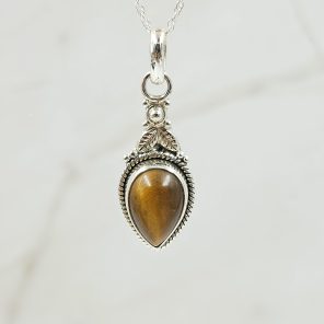 Tiger's Eye 1.25" 925 Sterling Silver Pendant (RS7-133)