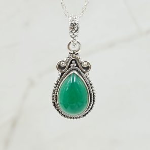 Green Onyx 1.25" 925 Sterling Silver Pendant (RS7-132)
