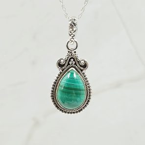 Malachite 1.25" 925 Sterling Silver Pendant (RS7-123)