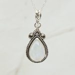 Rainbow Moonstone 1.25" 925 Sterling Silver Pendant (RS7-123)