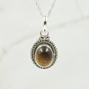 Tiger's Eye 0.75" 925 Sterling Silver Pendant (RS7-117)