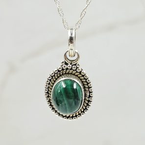 Malachite 0.75" 925 Sterling Silver Pendant (RS7-115)