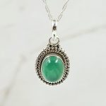 Green Onyx 0.75" 925 Sterling Silver Pendant (RS7-114)