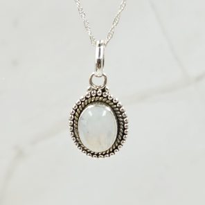 Rainbow Moonstone 0.75" 925 Sterling Silver Pendant (RS7-113)