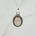 Rose Quartz 1" 925 Sterling Silver Pendant (RS7-111)