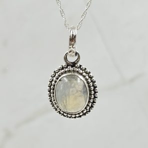 Rainbow Moonstone 1" 925 Sterling Silver Pendant (RS7-106)